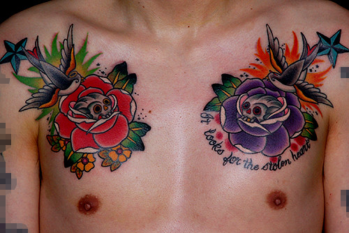 ツバメ 髑髏 薔薇 トラッドスター 星 文字 胸 Tattoo タトゥー 刺青 写真共有サイト フォト蔵