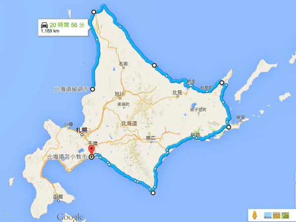 今回だけでは一周できず、およそ半周の予定